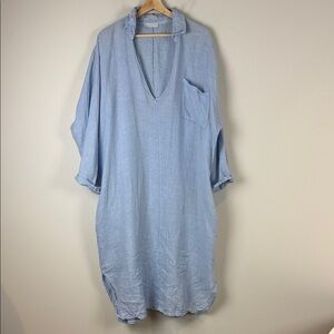 Ridley Size Small Light Blue V-Neck Tunic Caftan Oversized Dress
